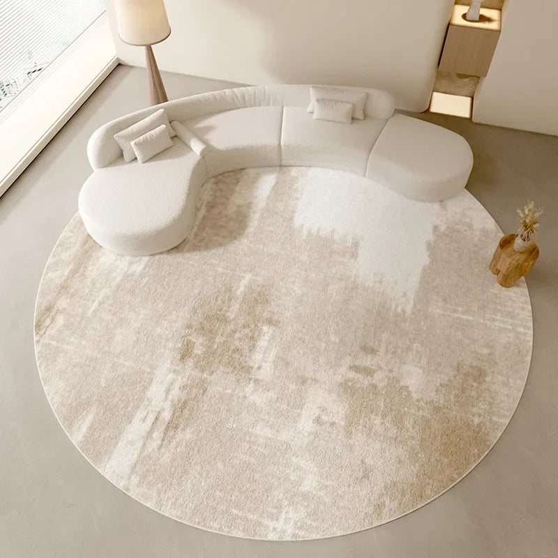 Maillard Color Carpets for Living Room Wabi-sabi Style Bedroom Decor Plush Carpet Fluffy Soft Round Log Rug Large Area Thick Mat